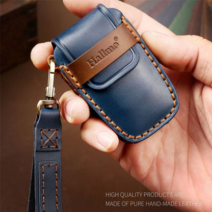 HALLMO Car Remote Key Cover for C005 18, Toyota 2-Keys Crazy Horse Cowhide Leather Protective Case