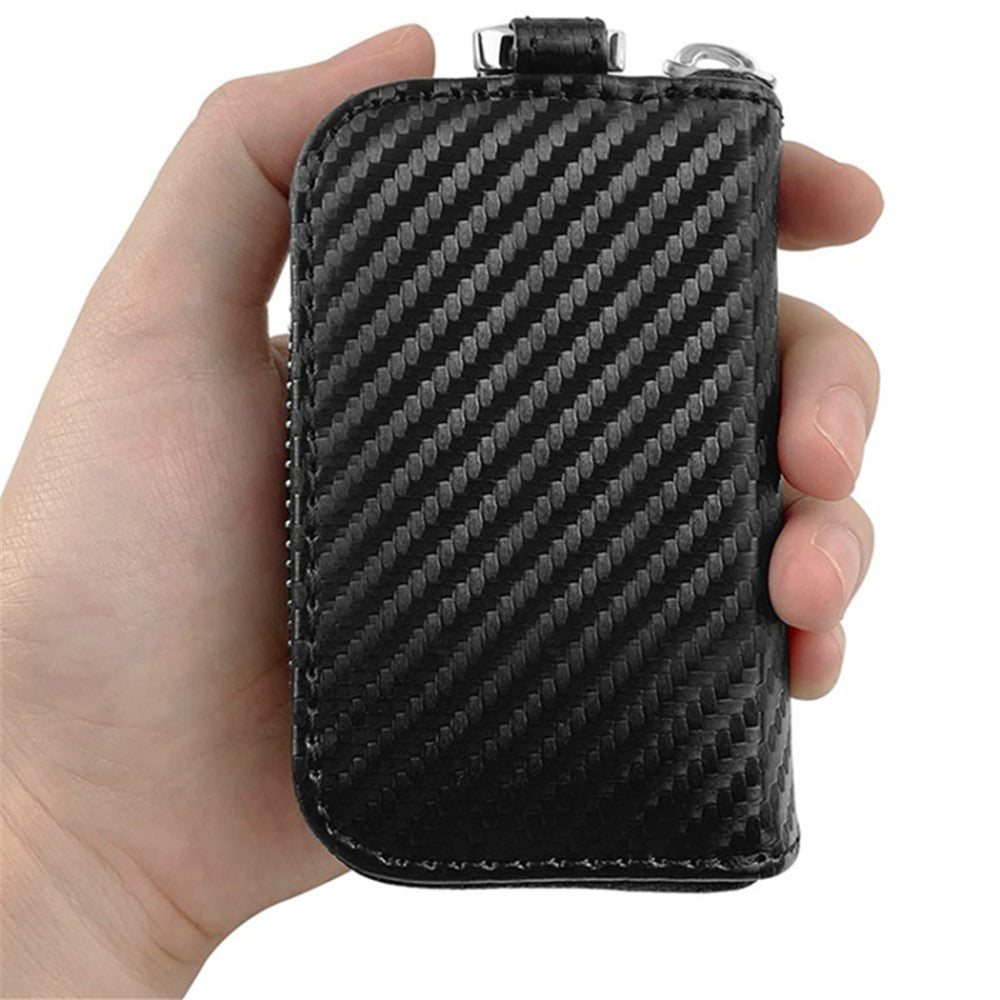 Carbon Fiber Leather Car Remote Key Protector RFID Signal Blocking Pouch Car Security Anti-Theft Bag