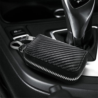 Carbon Fiber Leather Car Remote Key Protector RFID Signal Blocking Pouch Car Security Anti-Theft Bag