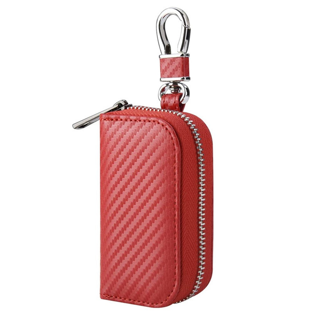 Carbon Fiber Leather Car Remote Key Protector RFID Signal Blocking Pouch Car Security Anti-Theft Bag