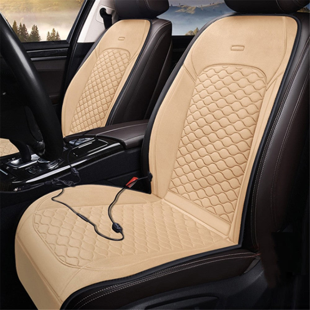 Car Winter Heated Short Plush Seat Cushion for 12V Car Electric Fast Heating Seat Cushion, Cigarette Lighter Power