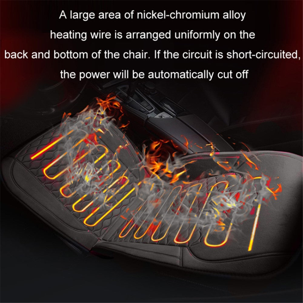 Car Winter Heated Short Plush Seat Cushion for 12V Car Electric Fast Heating Seat Cushion, Cigarette Lighter Power