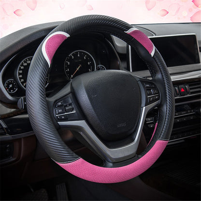 38cm Round Cute Rabbit Women Car Steering Wheel Cover Artificial Leather Anti-skid Steering Wheel Sleeve