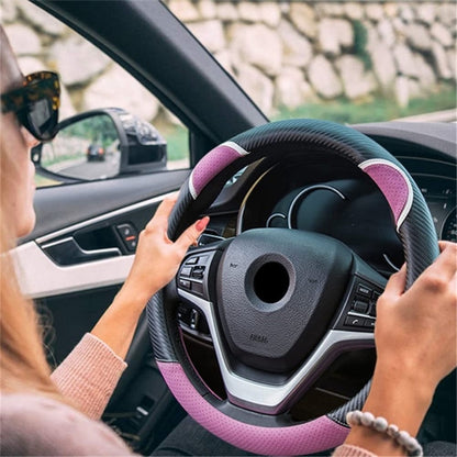 38cm Round Cute Rabbit Women Car Steering Wheel Cover Artificial Leather Anti-skid Steering Wheel Sleeve
