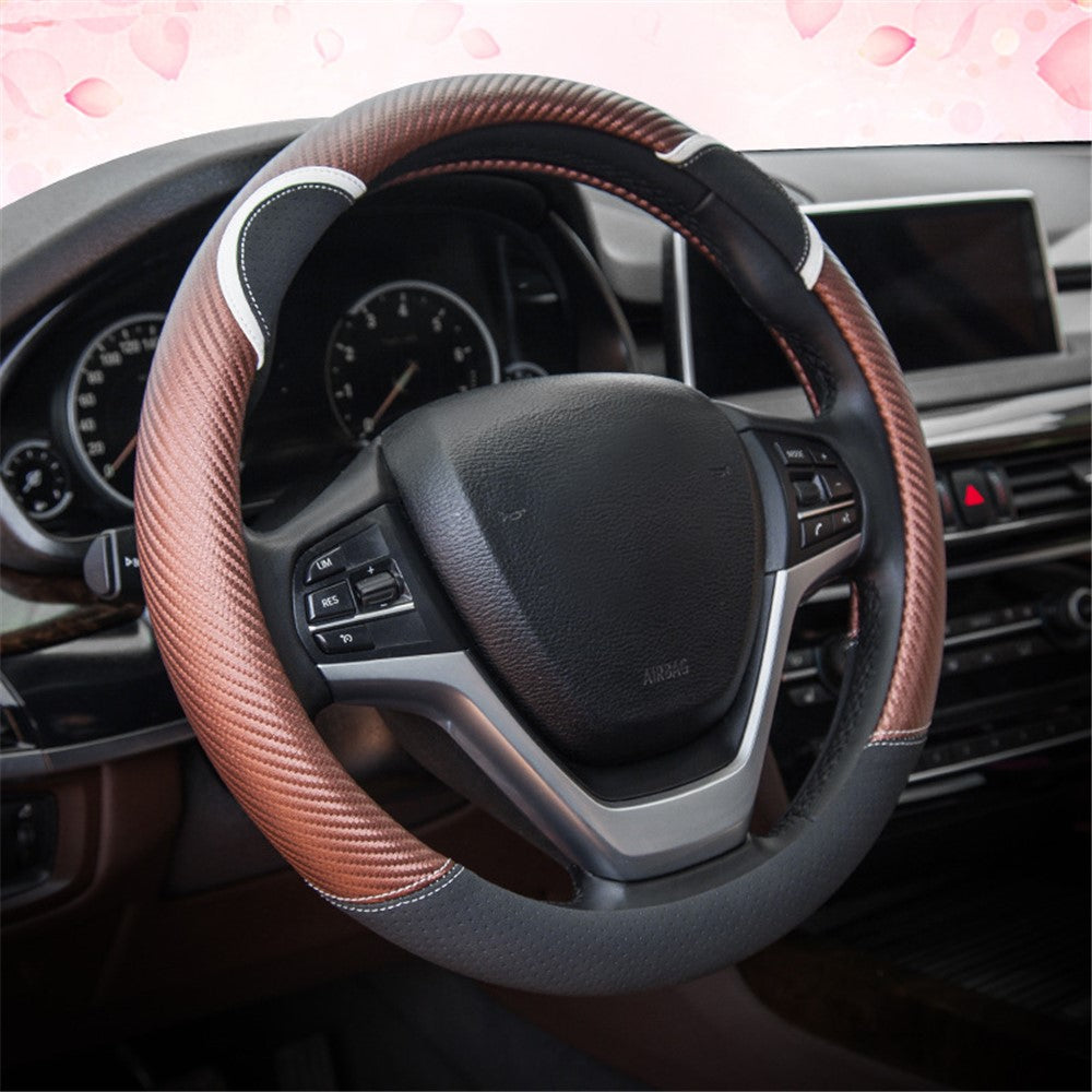 38cm Round Cute Rabbit Women Car Steering Wheel Cover Artificial Leather Anti-skid Steering Wheel Sleeve