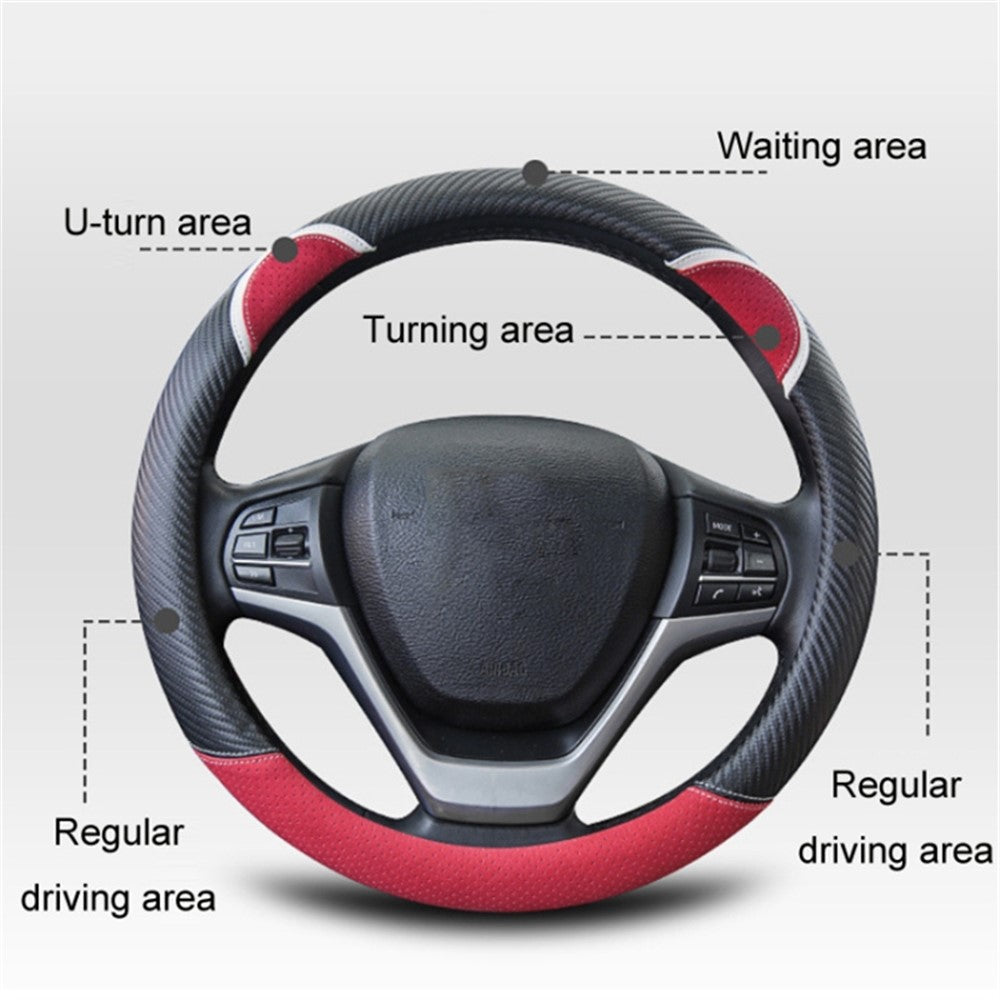 38cm D-shape Cute Rabbit Design Women Car Steering Wheel Cover Artificial Leather Anti-skid Sleeve
