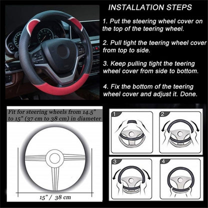 38cm D-shape Cute Rabbit Design Women Car Steering Wheel Cover Artificial Leather Anti-skid Sleeve