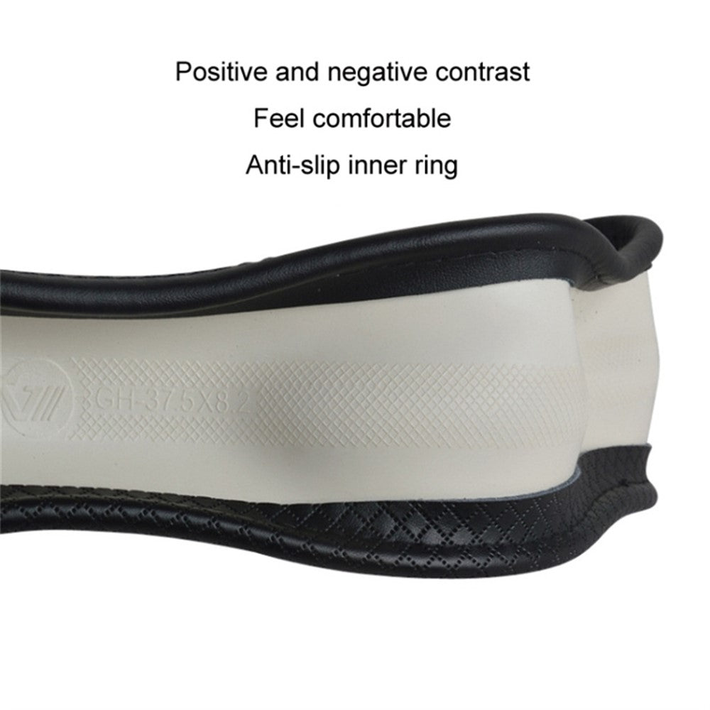 38cm Anti-Slip Embossing Genuine Cow Leather Car Steering Wheel Cover, D Type