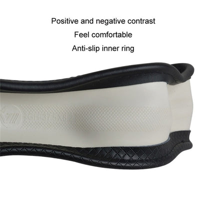 38cm Anti-Slip Embossing Genuine Cow Leather Car Steering Wheel Cover, D Type