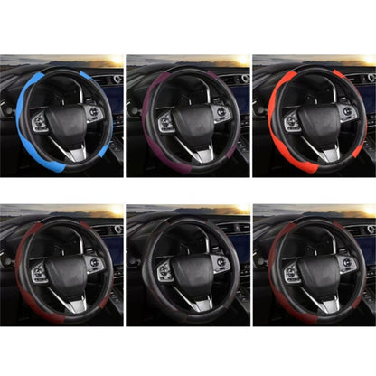 38cm Carbon Fiber Texture Car Steering Wheel Cover Leather Anti-skid Steering Wheel Sleeve