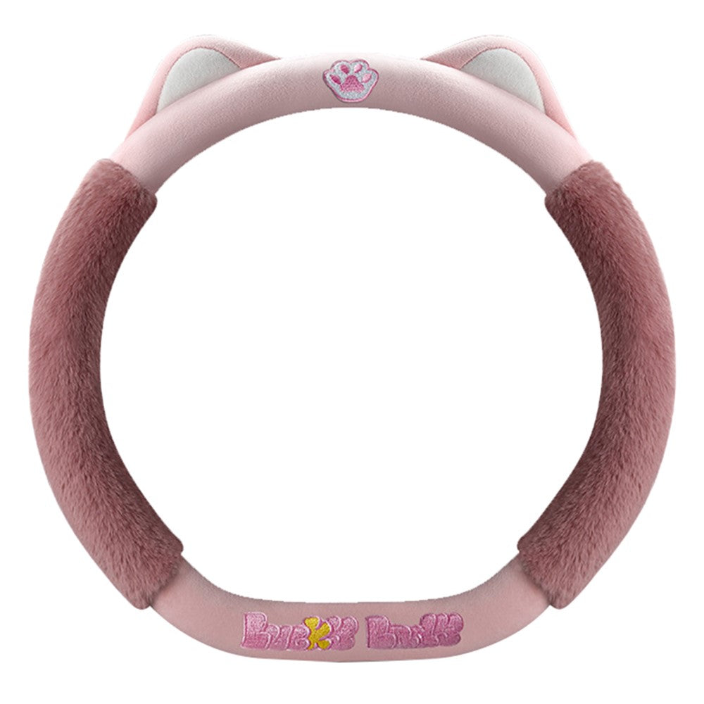 38cm Plush Steering Wheel Cover Cute Cat Non-Slip Car Steering Wheel Protector for Winter Warm
