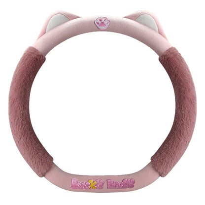 38cm Plush Steering Wheel Cover Cute Cat Non-Slip Car Steering Wheel Protector for Winter Warm
