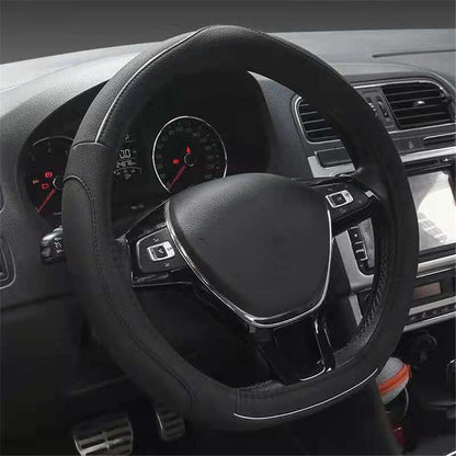 38cm D-shape Car Steering Wheel Cover Imitation Leather Anti-skid Steering Wheel Sleeve