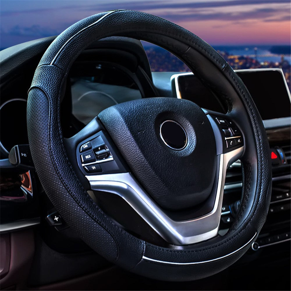 38cm Round Car Steering Wheel Cover Breathable Imitation Leather Steering Wheel Sleeve