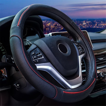 38cm Round Car Steering Wheel Cover Breathable Imitation Leather Steering Wheel Sleeve