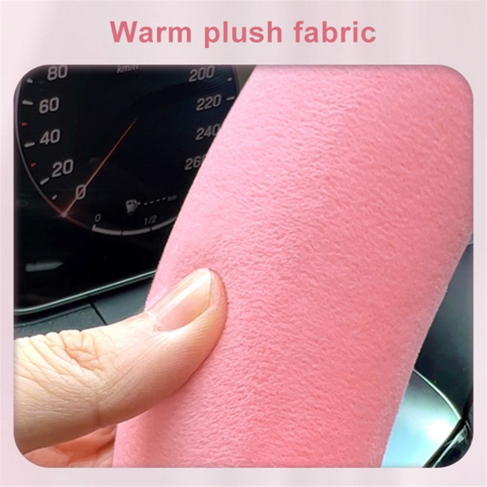 38cm Round Car Steering Wheel Cover Cartoon Bear Design Short Plush Warm Steering Wheel Sleeve