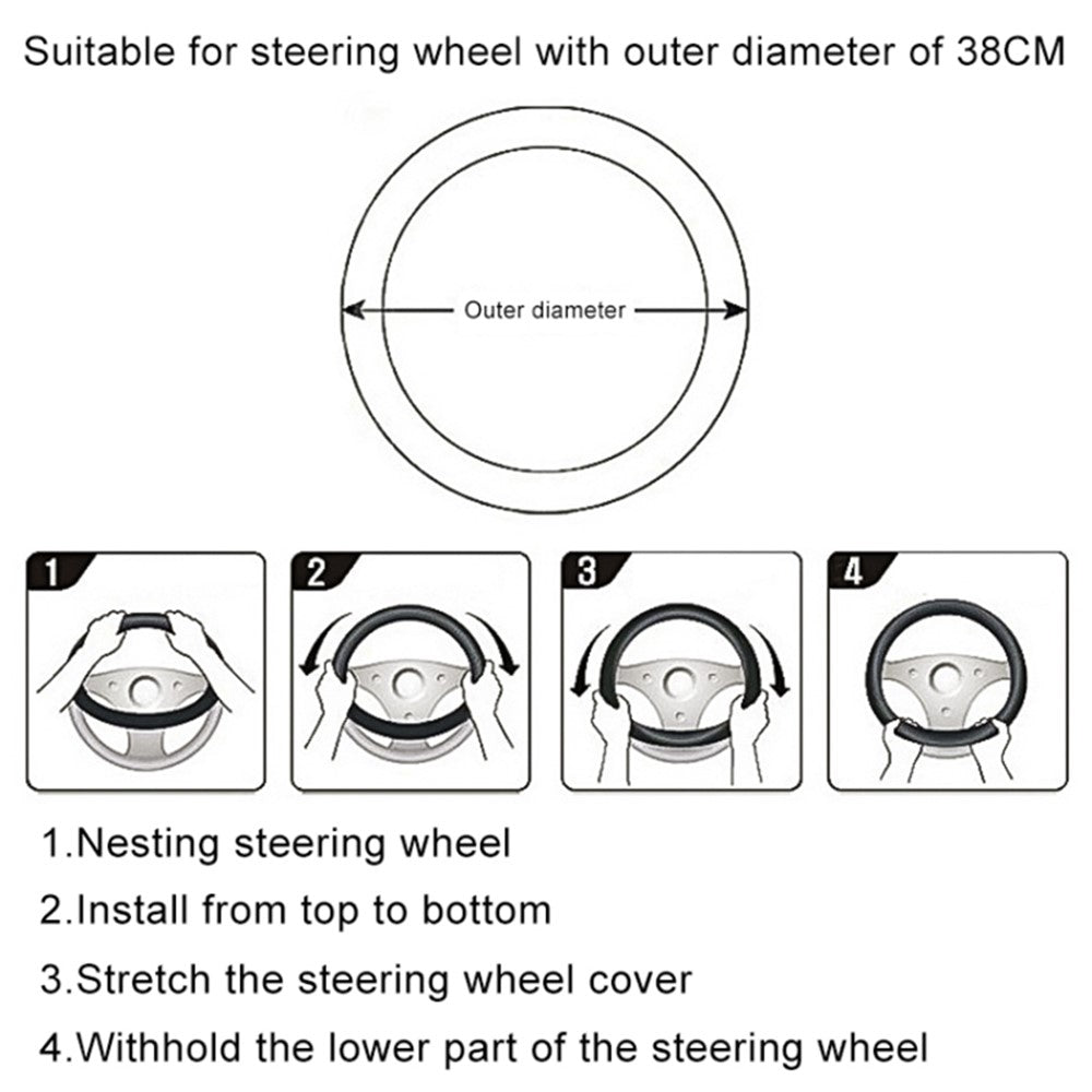 38cm Round Car Steering Wheel Cover Fluffy Winter Plush Anti-Slip Car Decoration