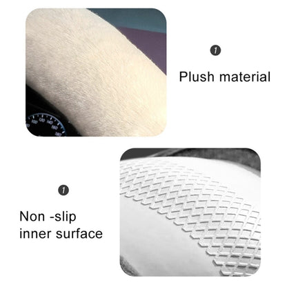 38cm D-shape Camellia Pattern Car Steering Wheel Cover Plush Warm Steering Wheel Sleeve