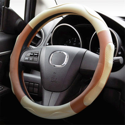 38cm Round Car Steering Wheel Cover Anti-skid Microfiber Leather Steering Wheel Sleeve