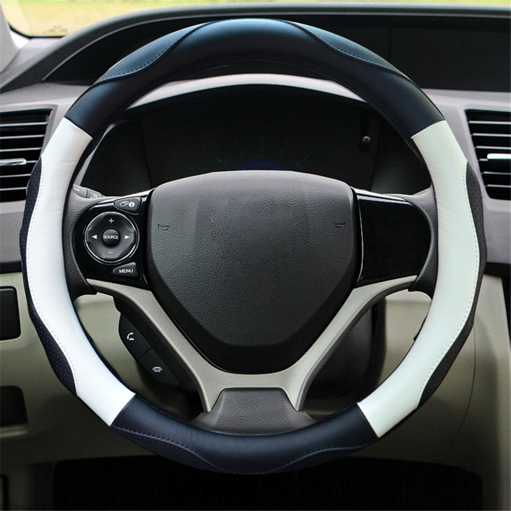 38cm Round Car Steering Wheel Cover Anti-skid Microfiber Leather Steering Wheel Sleeve