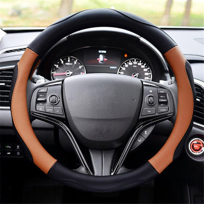 38cm Round Car Steering Wheel Cover Anti-skid Microfiber Leather Steering Wheel Sleeve