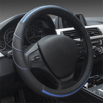 38cm Stylish Car Steering Wheel Cover Cowhide Leather Anti-skid Steering Wheel Sleeve