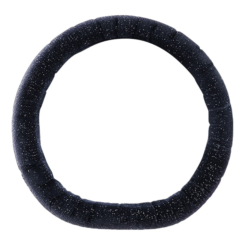 38cm D-shape Fluffy Steering Wheel Cover Short Plush Non-Slip Steering Wheel Protector