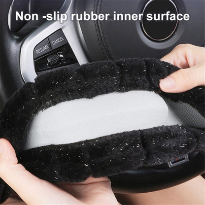 38cm D-shape Fluffy Steering Wheel Cover Short Plush Non-Slip Steering Wheel Protector