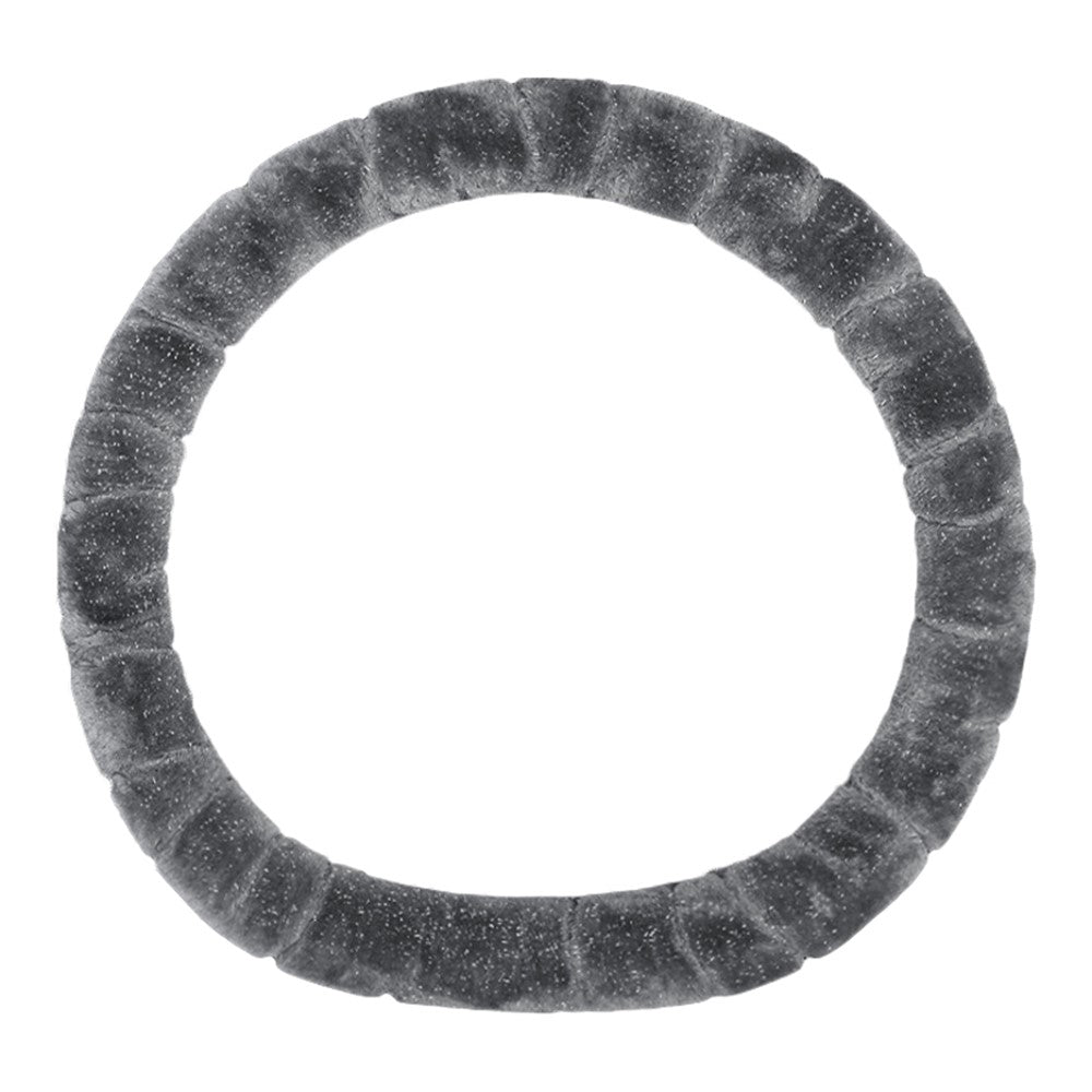 38cm D-shape Fluffy Steering Wheel Cover Short Plush Non-Slip Steering Wheel Protector