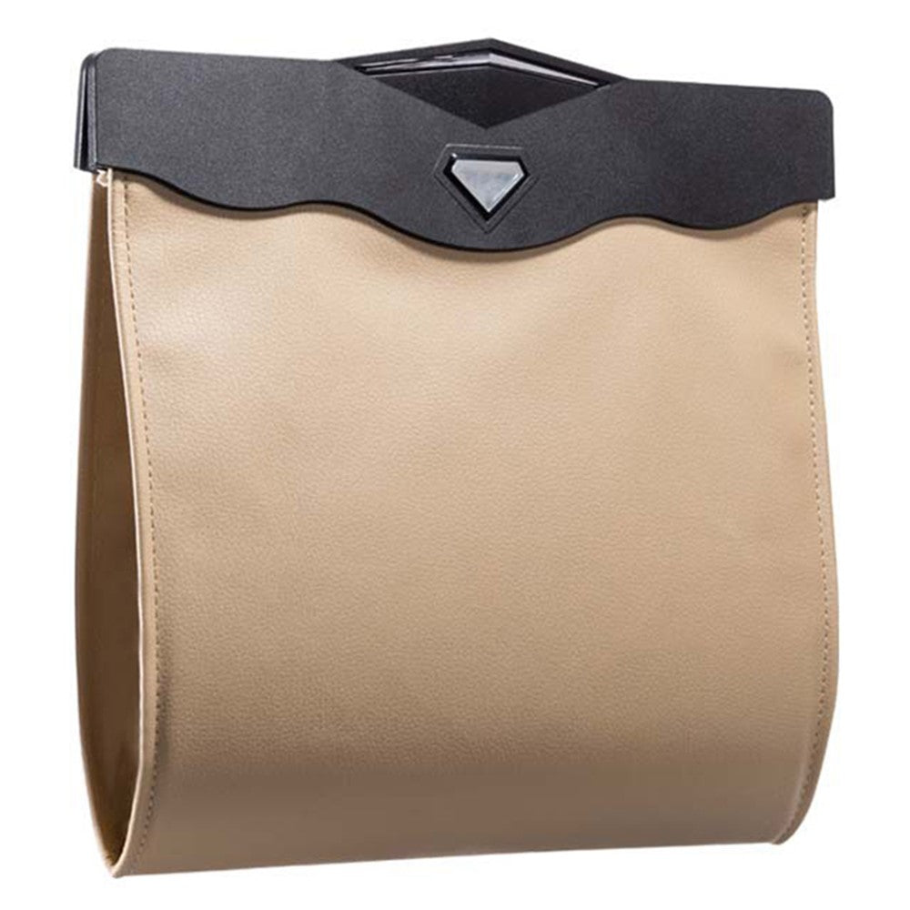 Magnetic Closure Garbage Bag Vehicle Rubbish Container PU Leather+PC Car Trash Bag with LED Light