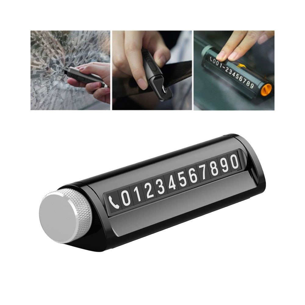 Parking Number Plate with Aromatherapy Multi-function Car Safety Hammer Window Breaker