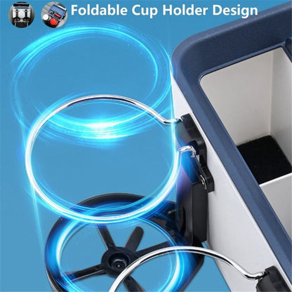 Car Armrest Storage Box ABS Tissue Case Organizer with Foldable Cup Holder