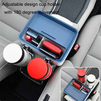 Car Armrest Storage Box ABS Tissue Case Organizer with Foldable Cup Holder