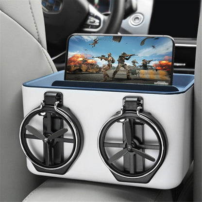 Car Armrest Storage Box ABS Tissue Case Organizer with Foldable Cup Holder