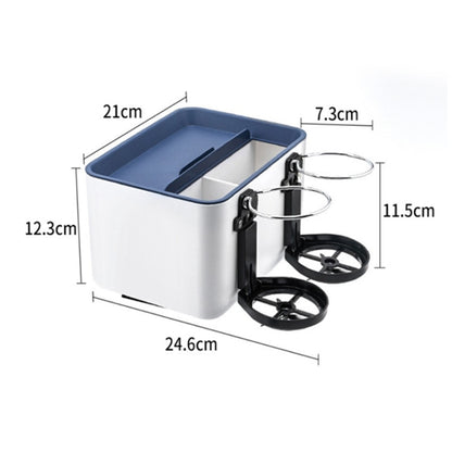 Car Armrest Storage Box ABS Tissue Case Organizer with Foldable Cup Holder