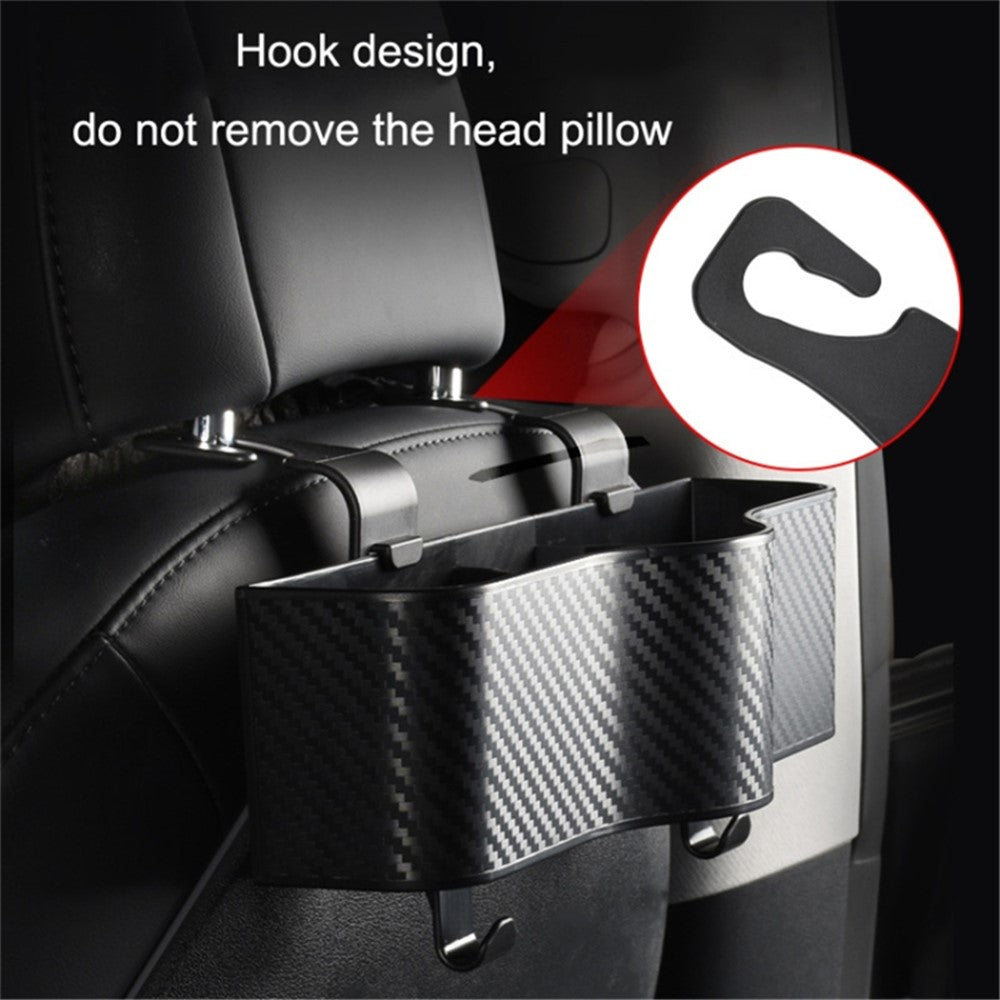 Car Seat Back Storage Box Sundries Organizer Carbon Fiber Texture Plastic Hanging Case
