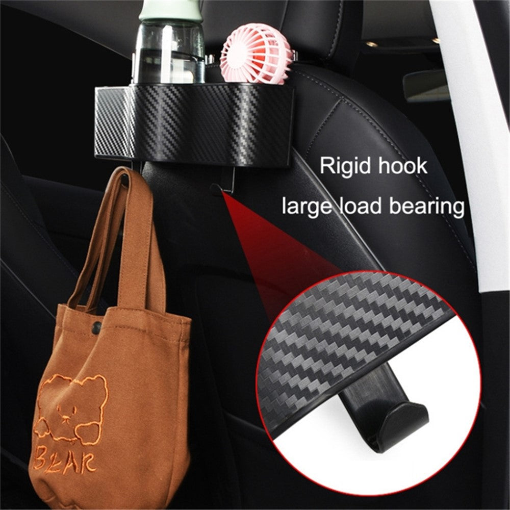 Car Seat Back Storage Box Sundries Organizer Carbon Fiber Texture Plastic Hanging Case