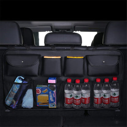 Car Trunk Leather Storage Bag Large Capacity Automotive Backseat Organizer (Mesh Style)