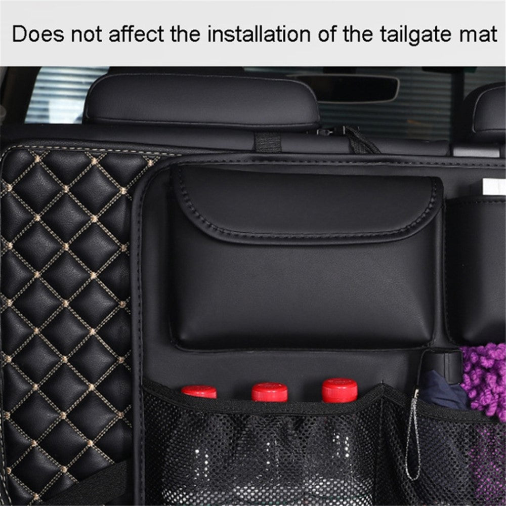 Car Trunk Leather Storage Bag Large Capacity Automotive Backseat Organizer (Mesh Style)
