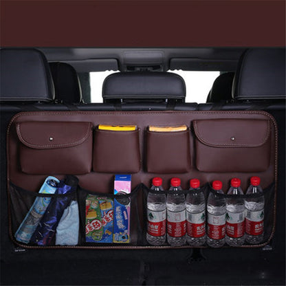 Car Trunk Leather Storage Bag Large Capacity Automotive Backseat Organizer (Mesh Style)