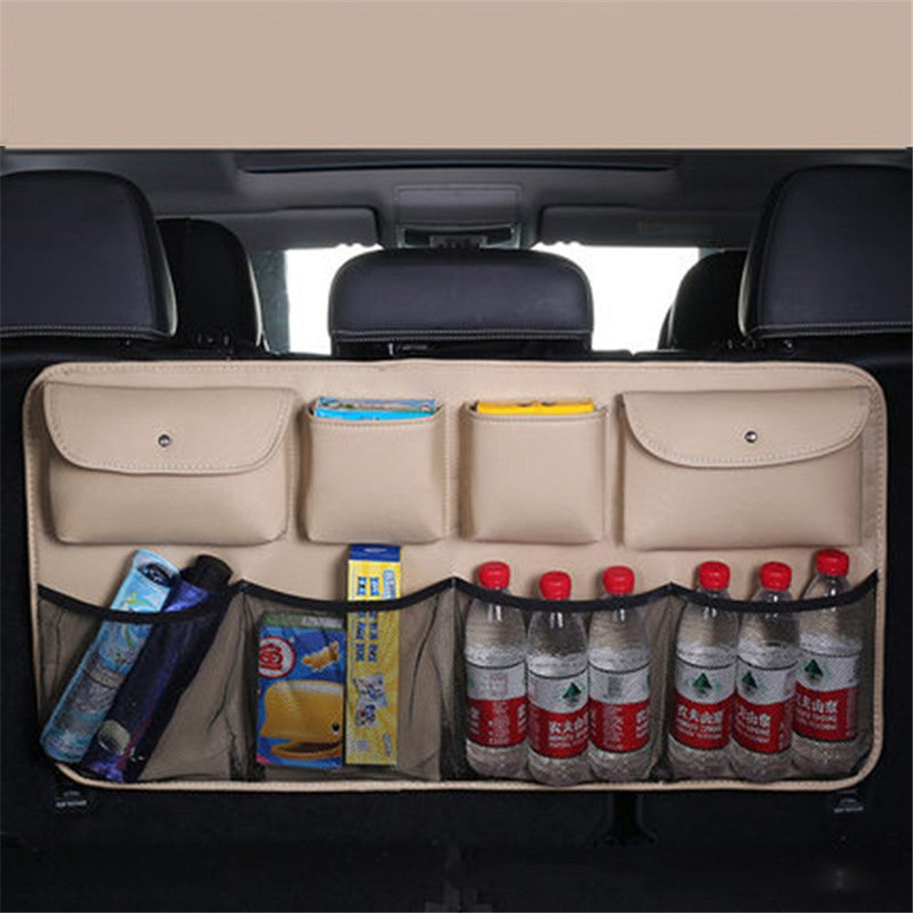 Car Trunk Leather Storage Bag Large Capacity Automotive Backseat Organizer (Mesh Style)