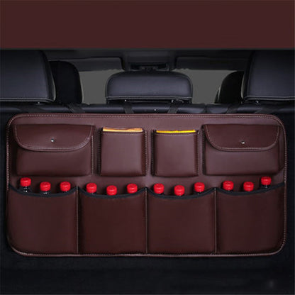 Leather Car Back Seat Storage Bag Automotive Seat Back Organizer for Bottle, Snack, Napkin
