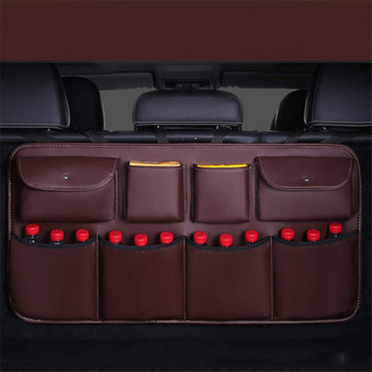 Leather Car Back Seat Storage Bag Automotive Seat Back Organizer for Bottle, Snack, Napkin