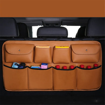 Leather Car Back Seat Storage Bag Automotive Seat Back Organizer for Bottle, Snack, Napkin