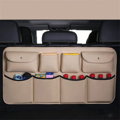 Leather Car Back Seat Storage Bag Automotive Seat Back Organizer for Bottle, Snack, Napkin