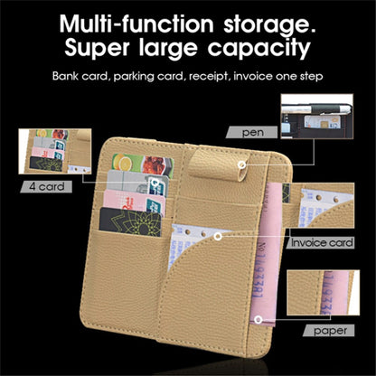 Car Sun Visor Storage Bag PU Leather Cards Bills Driver License Holder Bag