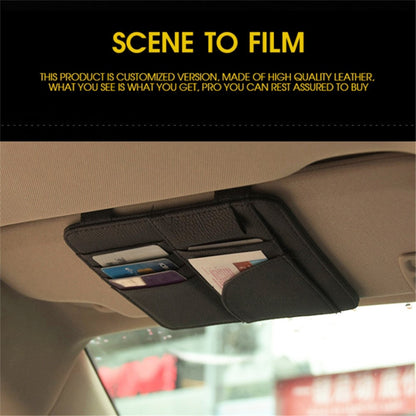 Car Sun Visor Storage Bag PU Leather Cards Bills Driver License Holder Bag