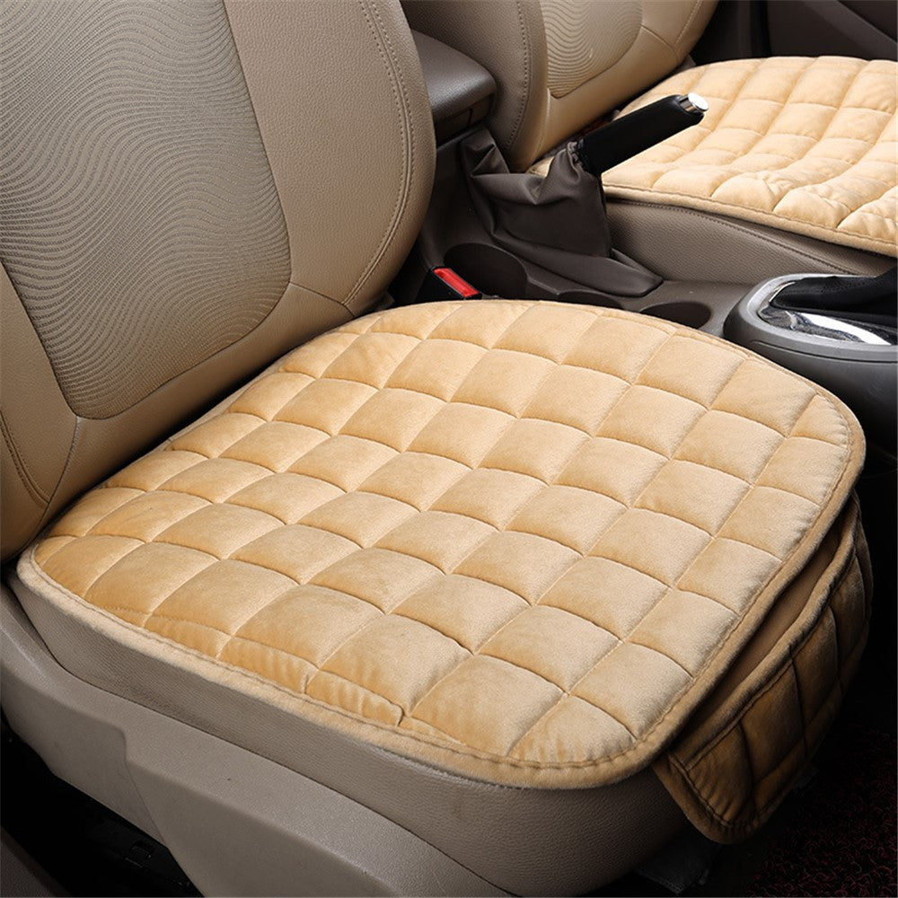 Non-slip Winter Car Front Seat Cover Pad Universal Warm Velvet Cushion with Pocket