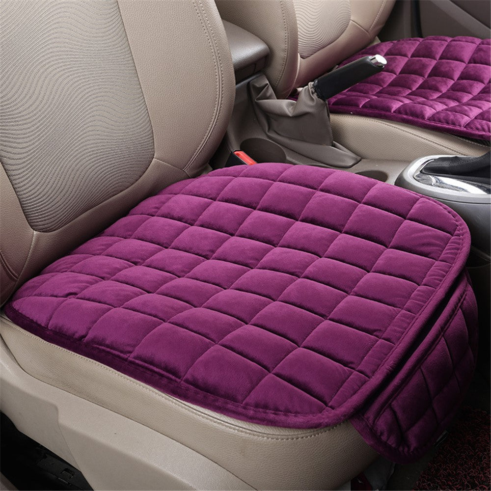 Non-slip Winter Car Front Seat Cover Pad Universal Warm Velvet Cushion with Pocket