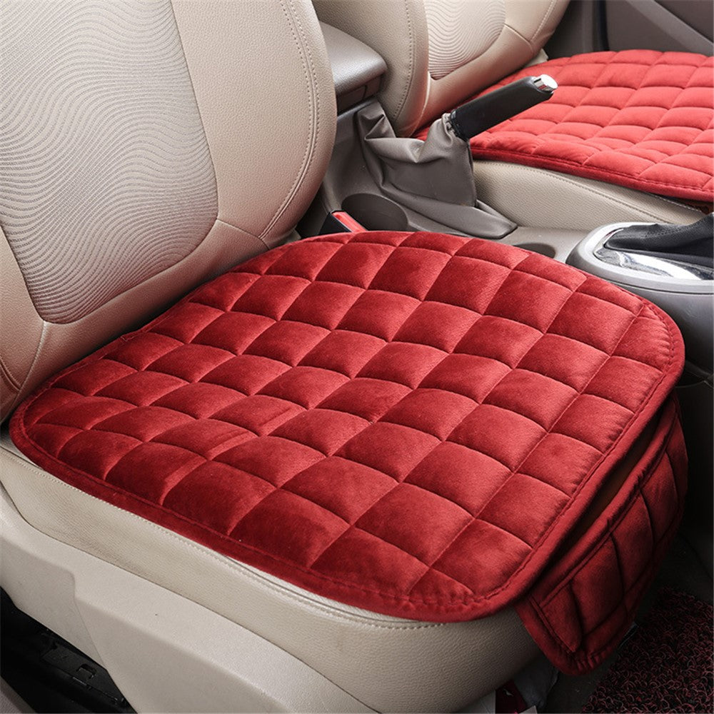 Non-slip Winter Car Front Seat Cover Pad Universal Warm Velvet Cushion with Pocket
